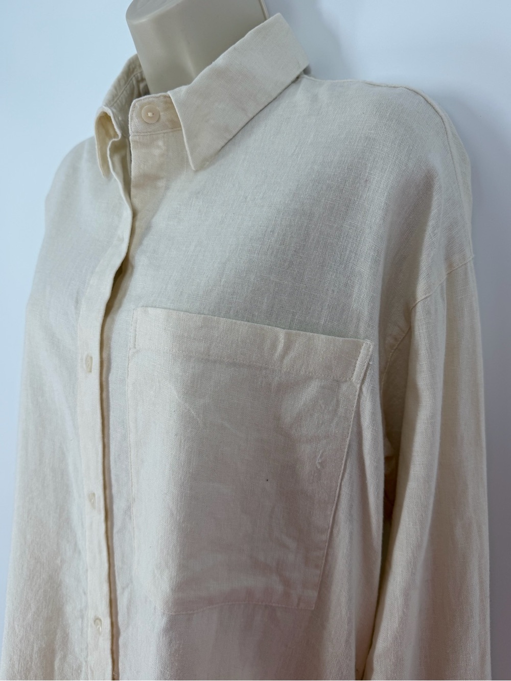 Abercrombie & Fitch Oversized Linen Blend Button Front Shirt XS Euro Travel - Picture 5 of 12